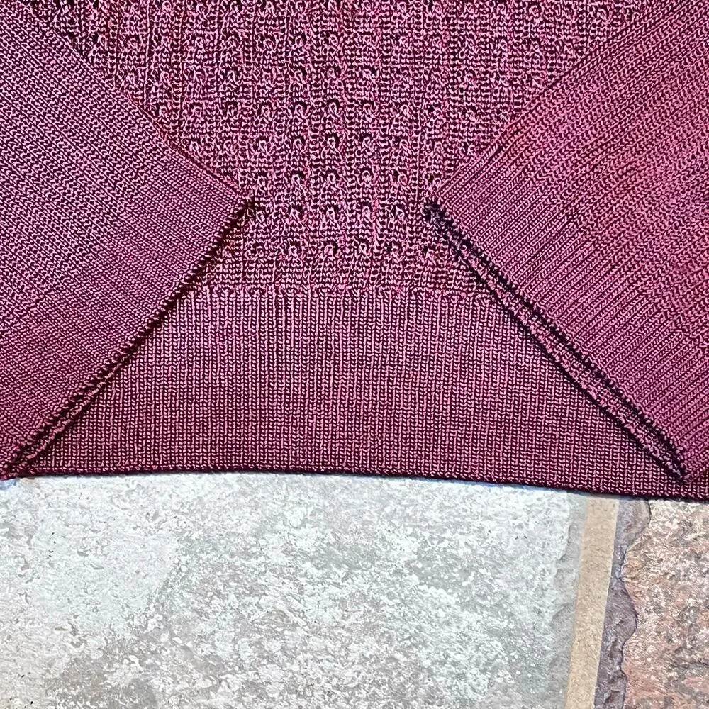 NWT FREE PEOPLE H2O Crew Raw Garnet Sheer Long Sleeves Size M (D-286)